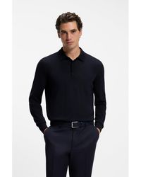 BOSS - Long-Sleeved Polo Sweater - Lyst
