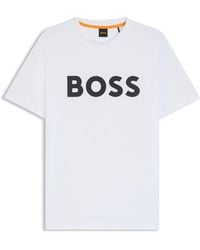 BOSS - T-Shirt Van Katoenen Jersey Met Grote Logoprint - Lyst