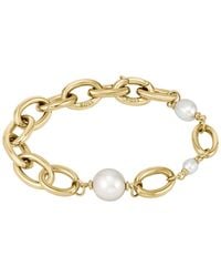 BOSS - Tone Chain Bracelet With Freshwater Pearls - Lyst