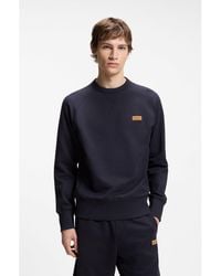 HUGO - Cotton-Terry Sweatshirt With Logo Badge - Lyst