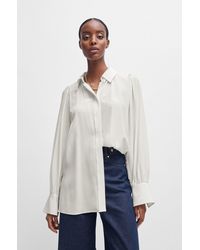 BOSS - Relaxed-fit Blouse In Washed Silk - Lyst