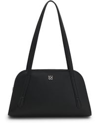 HUGO - Schultertasche Aus Genarbtem Kunstleder Mit Stack-Logo-Detail Aus Metall - Lyst
