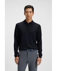 BOSS - Long-Sleeved Knit Polo Sweater - Lyst