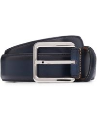BOSS - Italian-leather Belt With Contrast Stitching - Lyst