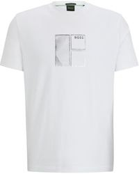 BOSS - T-shirt Van Stretchkatoen Met Metallic Artwork - Lyst