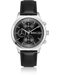 BOSS - Stratus-Chronograaf Met Zwarte Leren Polsband - Lyst