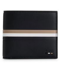 BOSS - Faux-leather Wallet With Signature Stripe And Polished Hardware - Lyst