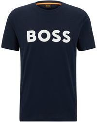 BOSS - T-shirt Van Katoenen Jersey Met Logo In Rubberprint - Lyst