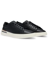 BOSS - Leather Cupsole Trainers With Signature Stripe And Logo - Lyst