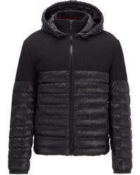 BOSS by Hugo Boss Regular-fit Jas Van Gemengde Waterafstotende Materialen - Zwart