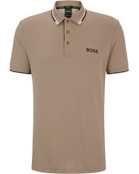 BOSS - Poloshirt aus Baumwoll-Mix mit kontrastfarbenen Logos - Lyst
