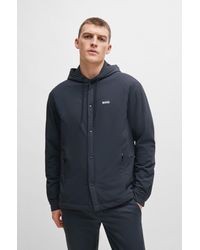 BOSS - Hooded Relaxed-fit Overshirt With Logo Detail - Lyst
