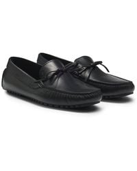 BOSS - Leather Moccasins With Driver Sole And Logo - Lyst
