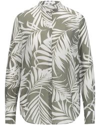 BOSS by HUGO BOSS Printed Relaxed-fit Blouse In Cotton-silk Voile - Grey