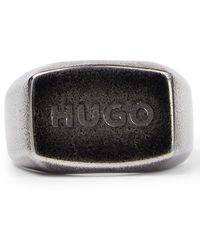 BOSS by HUGO BOSS Zegelring Met Antieke Afwerking En Gegraveerd Logo - Metallic