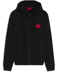 HUGO - Cotton-Terry Zip-Up Hoodie With Logo Label - Lyst