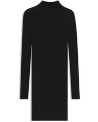 HUGO - Bodycon-Jurk Van Geribde Crêpe Met Transparante En Niet-Transparante Details - Lyst