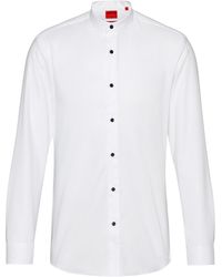 BOSS by HUGO BOSS Slim-fit Overhemd Van Oxfordkatoen Met Opstaande Kraag - Wit