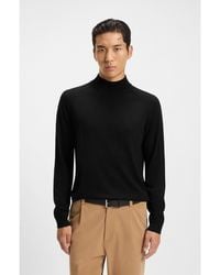 BOSS - Wool-Blend Sweater With Mock Neck - Lyst