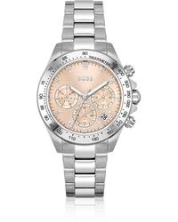BOSS - Link-bracelet Multi-functional Watch With Pink Dial Women's Watches - Lyst