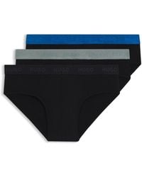 HUGO - Three-Pack Of Stretch-Cotton Briefs With Logo Waistbands - Lyst