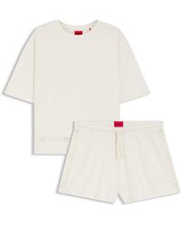 HUGO - Pyjama Van Stretchkatoen Met Logo-Inzetstukken Van Mesh - Lyst