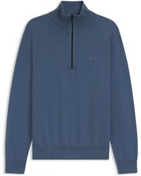 BOSS - Trui Met Ritskraag Van Katoen En Kasjmier - Lyst