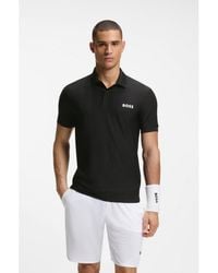 BOSS - Active Stripe-Jersey Slim-Fit Polo Shirt With Four-Way Stretch - Lyst