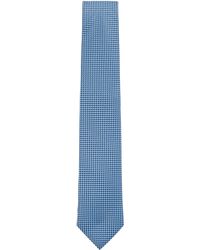BOSS by HUGO BOSS Fein gemusterte Krawatte aus recyceltem Gewebe und Seide - Blau