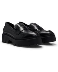 HUGO - Chunky-sole Loafers In Smooth Leather With Logo Details - Lyst