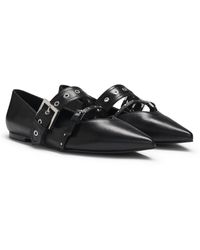 HUGO - Ballerines En Cuir Nappa Avec Brides À Boucle - Lyst