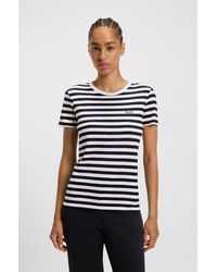 BOSS - Slub-Cotton T-Shirt With Horizontal Stripe - Lyst