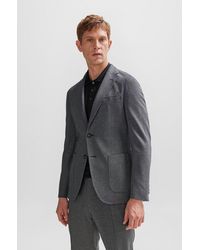 BOSS - Slim-fit Jacket In Cotton, Cashmere And Silk - Lyst