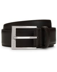 BOSS - Italian-leather Belt With Logo Buckle - Lyst