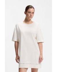 HUGO - Stretch-Cotton Night Dress With Mesh Insert - Lyst