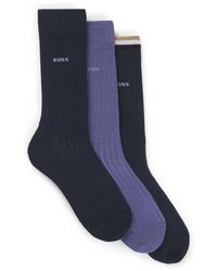 BOSS - Three-pack Of Regular-length Cotton-blend Socks - Lyst