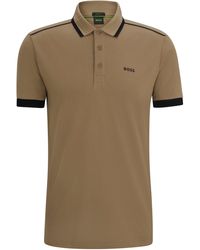 BOSS - Poloshirt aus Baumwoll-Piqué mit kontrastfarbenen Streifen und Logo - Lyst