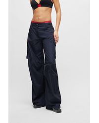 HUGO - Relaxed-fit Cargo Trousers With A Wide Leg - Lyst