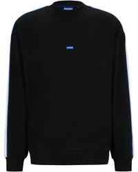 HUGO - Sweatshirt aus Baumwoll-Terry mit Logo-Patch und Tape-Besatz - Lyst