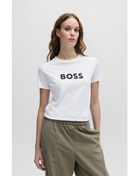 BOSS by HUGO BOSS - T-shirt Regular Fit en jersey de coton avec logo contrastant - Lyst