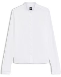 BOSS - Regular-Fit Blouse Van Katoenen Popeline Met Verdekte Sluiting - Lyst