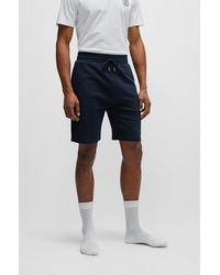 BOSS - Cotton-terry Shorts With Double Monogram And Drawstring - Lyst