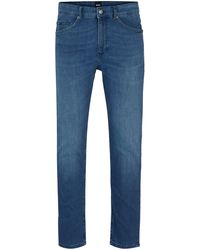 BOSS - Blaue Tapered-Fit Jeans aus Stretch-Denim - Lyst