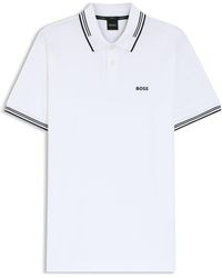 BOSS - Slim-Fit Polo Van Stretchkatoen Met Merkaccent - Lyst