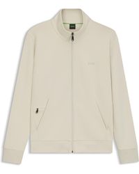 BOSS - Sweatjacke Aus Stretch-Baumwolle Mit Reißverschluss Und Logo-Print - Lyst
