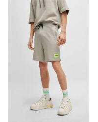 HUGO - Cotton-terry Regular-fit Shorts With Logo Label - Lyst