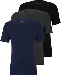 BOSS - Set Van Drie T-shirts Met V-hals In Katoenen Jersey - Lyst