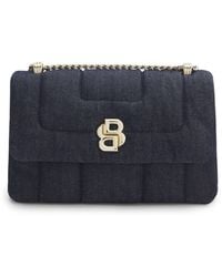 BOSS - Gesteppte Umhängetasche Aus Denim Mit Double-B-Monogramm - Lyst