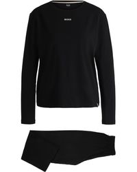 BOSS - Pyjama aus elastischem Baumwoll-Jersey mit Logo-Details - Lyst
