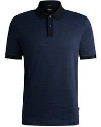 BOSS - Fein Gemustertes Poloshirt Aus Merzerisierter Baumwolle - Lyst